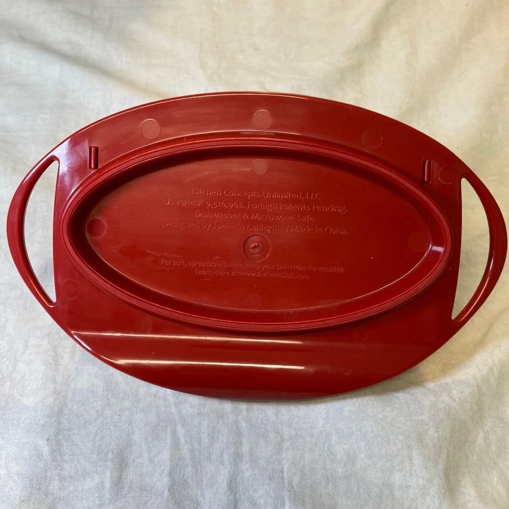 Butterie Flip-Top Butter Dish Red Countertop Butter Keeper‎ With Lid